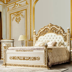 Fiori di Milano Ivory/Gold Highlights Eastern King Bed / HD-EK903 - Ornate Home