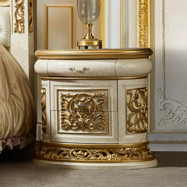 Fiori di Milano Ivory/Gold Highlights Nightstand / HD-N903 - Ornate Home
