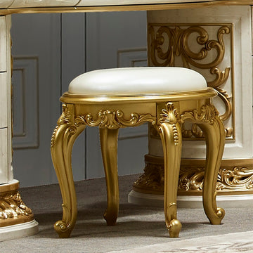 Fiori di Milano Ivory/Gold Highlights Stool / HD-ST903 - Ornate Home
