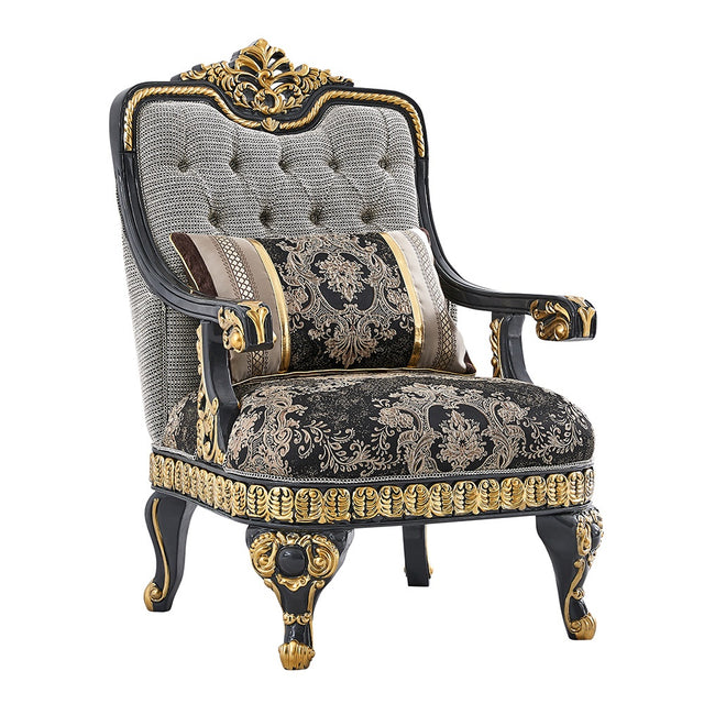 Firenze Eleganza Black/Grey 3-Pc Living Room Set / HD-9013 - Ornate Home