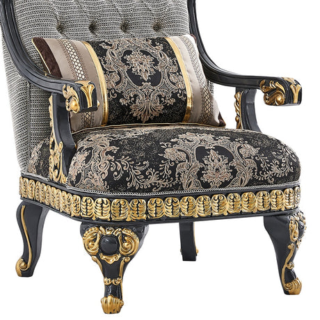 Firenze Eleganza Black/Grey Chair / HD-C9013 - Ornate Home