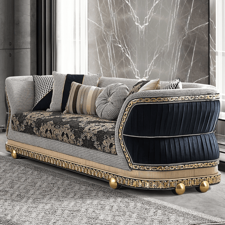 Firenze Eleganza Black/Grey Loveseat / HD-L9013 - Ornate Home
