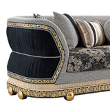 Firenze Eleganza Black/Grey Loveseat / HD-9013 - Ornate Home
