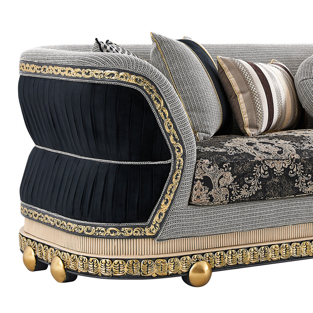 Firenze Eleganza Black/Grey Loveseat / HD-9013 - Ornate Home