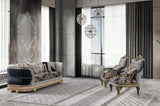 Firenze Eleganza Black/Grey Loveseat / HD-9013 - Ornate Home