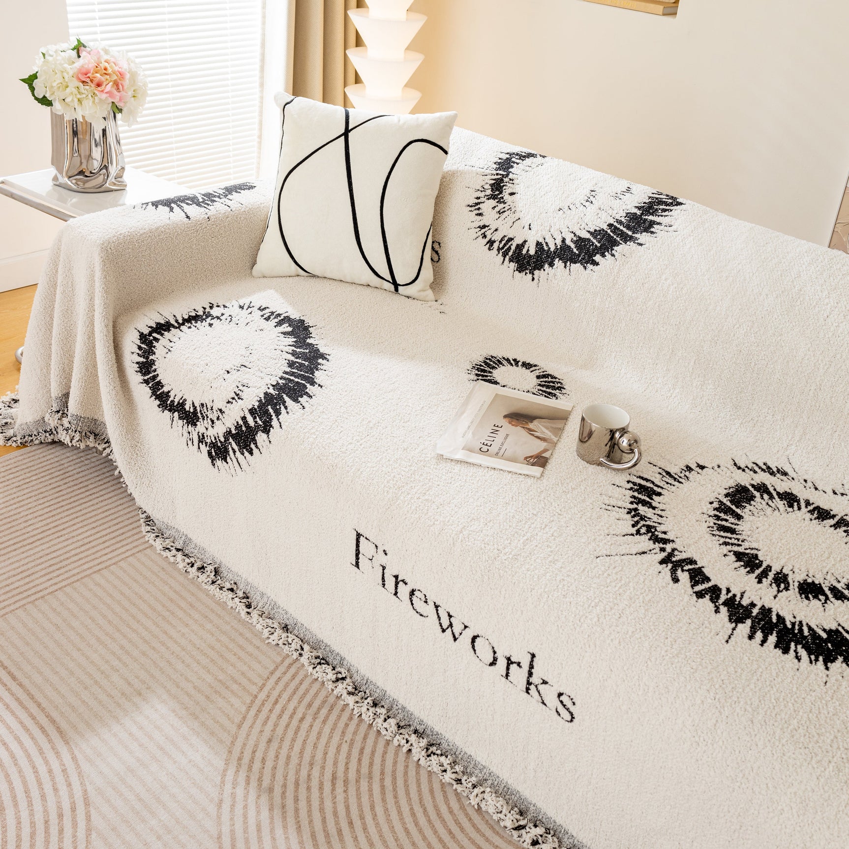 Fireworks Reversible Couch Cover Blankets Furniture Covers Washable Sectional Couch Covers - Ornate Home