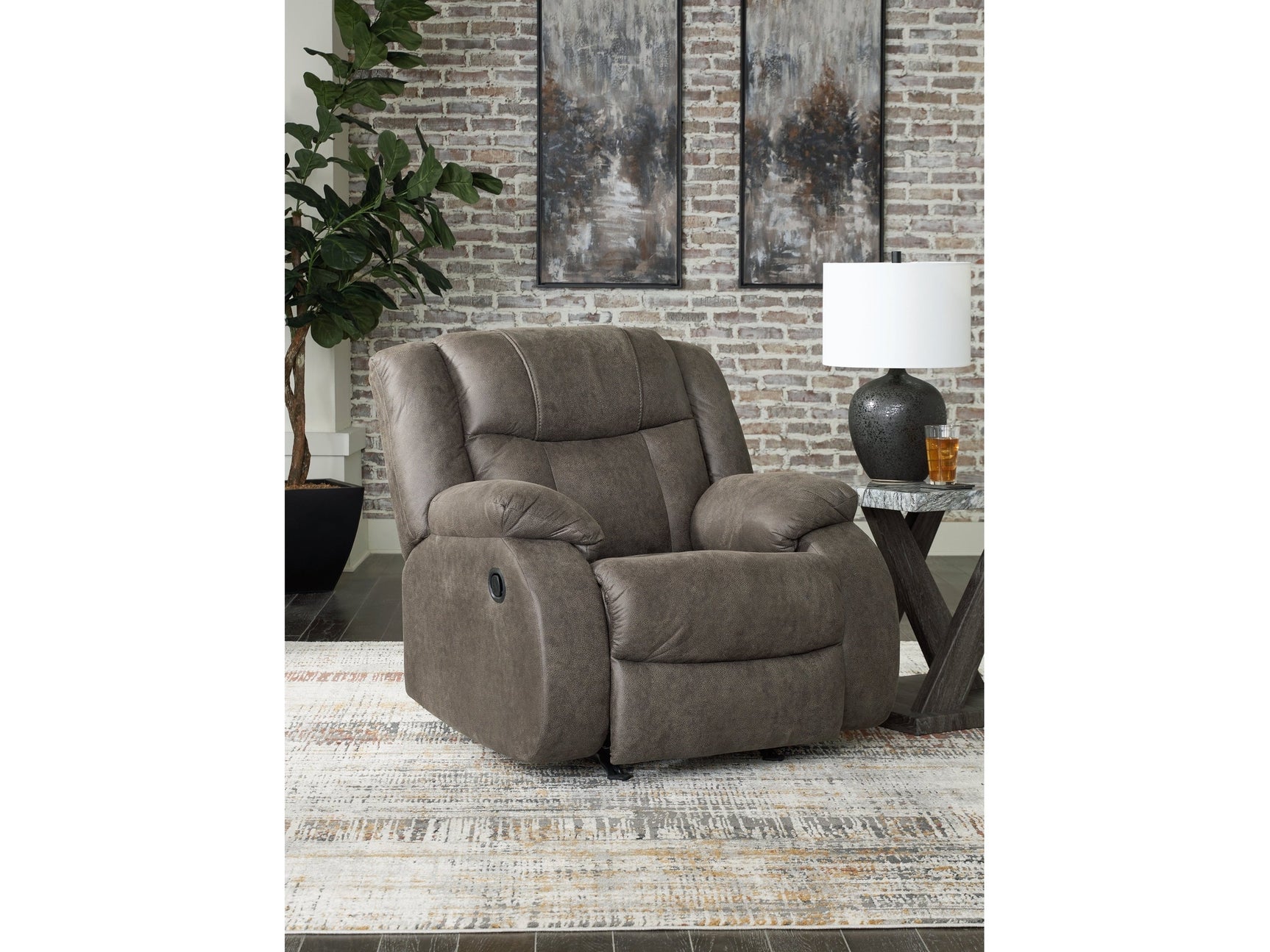 First Base Gunmetal Recliner (Online Special Price) - Ornate Home