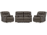 First Base Gunmetal Reclining Loveseat & 2 Recliners (Online Special Price) - Ornate Home