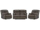 First Base Gunmetal Reclining Loveseat & 2 Recliners - Ornate Home