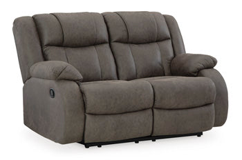 First Base Gunmetal Reclining Loveseat (Online Special Price) - Ornate Home