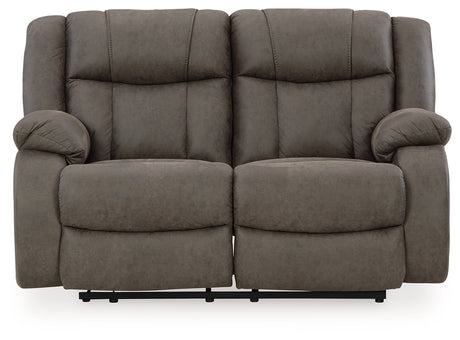 First Base Gunmetal Reclining Loveseat and Recliner - Ornate Home