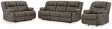 First Base Gunmetal Reclining Sofa, Loveseat and Recliner (Online Special Price) - Ornate Home