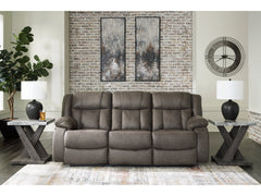First Base Gunmetal Reclining Sofa - Ornate Home