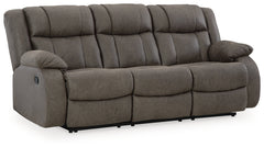 First Base Gunmetal Reclining Sofa - Ornate Home