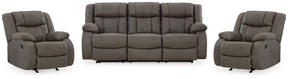 First Base Gunmetal Reclining Sofa and 2 Recliners - Ornate Home