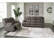 First Base Gunmetal Reclining Sofa and Loveseat (Online Special Price) - Ornate Home