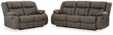 First Base Gunmetal Reclining Sofa and Loveseat - Ornate Home