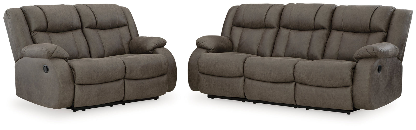 First Base Gunmetal Reclining Sofa and Loveseat - Ornate Home