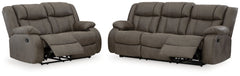 First Base Gunmetal Reclining Sofa and Loveseat - Ornate Home
