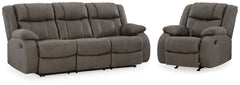 First Base Gunmetal Reclining Sofa and Recliner - Ornate Home