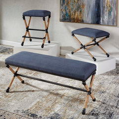 Firth Rustic Navy Bench - Ornate Home