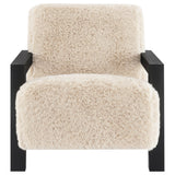 Fitzroy Latte Faux Fur Upholstered Chair Solid Wood Arms - Ornate Home