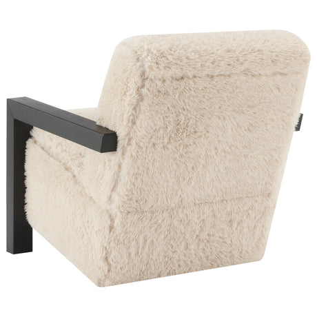Fitzroy Latte Faux Fur Upholstered Chair Solid Wood Arms - Ornate Home