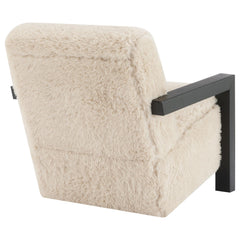 Fitzroy Latte Faux Fur Upholstered Chair Solid Wood Arms - Ornate Home