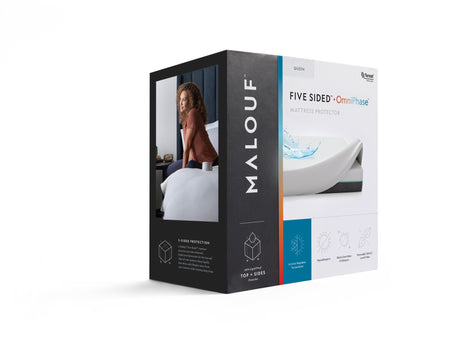 Five Sided™ Omniphase™ White Split Head Cal King Mattress Protector - Ornate Home