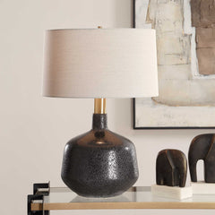 Flanagan Black/Brass Mottled Gloss Table Lamp - Ornate Home