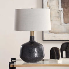 Flanagan Black/Brass Mottled Gloss Table Lamp - Ornate Home