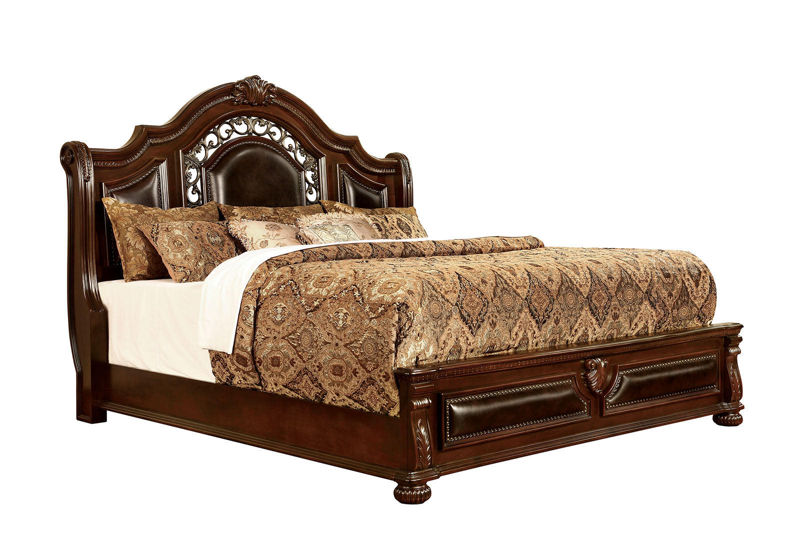 Flandreau Brown Cherry/Espresso 4 Pc. Queen Bedroom Set - Ornate Home