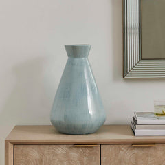 Flare Spire Blue Indoor-Outdoor Ceramic Vase - Ornate Home