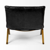 Flavelle Black Leather Cushion Seat and Solid Iron Base Accent Chair - Ornate Home