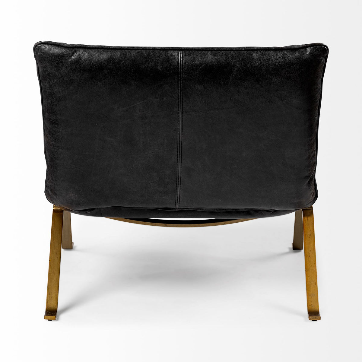 Flavelle Black Leather Cushion Seat and Solid Iron Base Accent Chair - Ornate Home