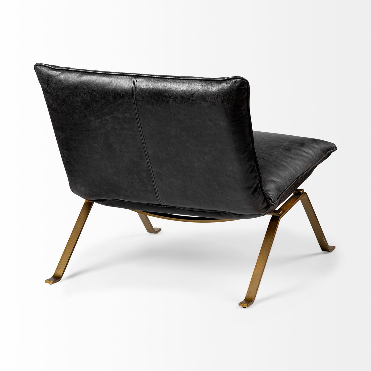Flavelle Black Leather Cushion Seat and Solid Iron Base Accent Chair - Ornate Home