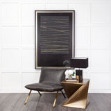 Flavelle Black Leather Cushion Seat and Solid Iron Base Accent Chair - Ornate Home