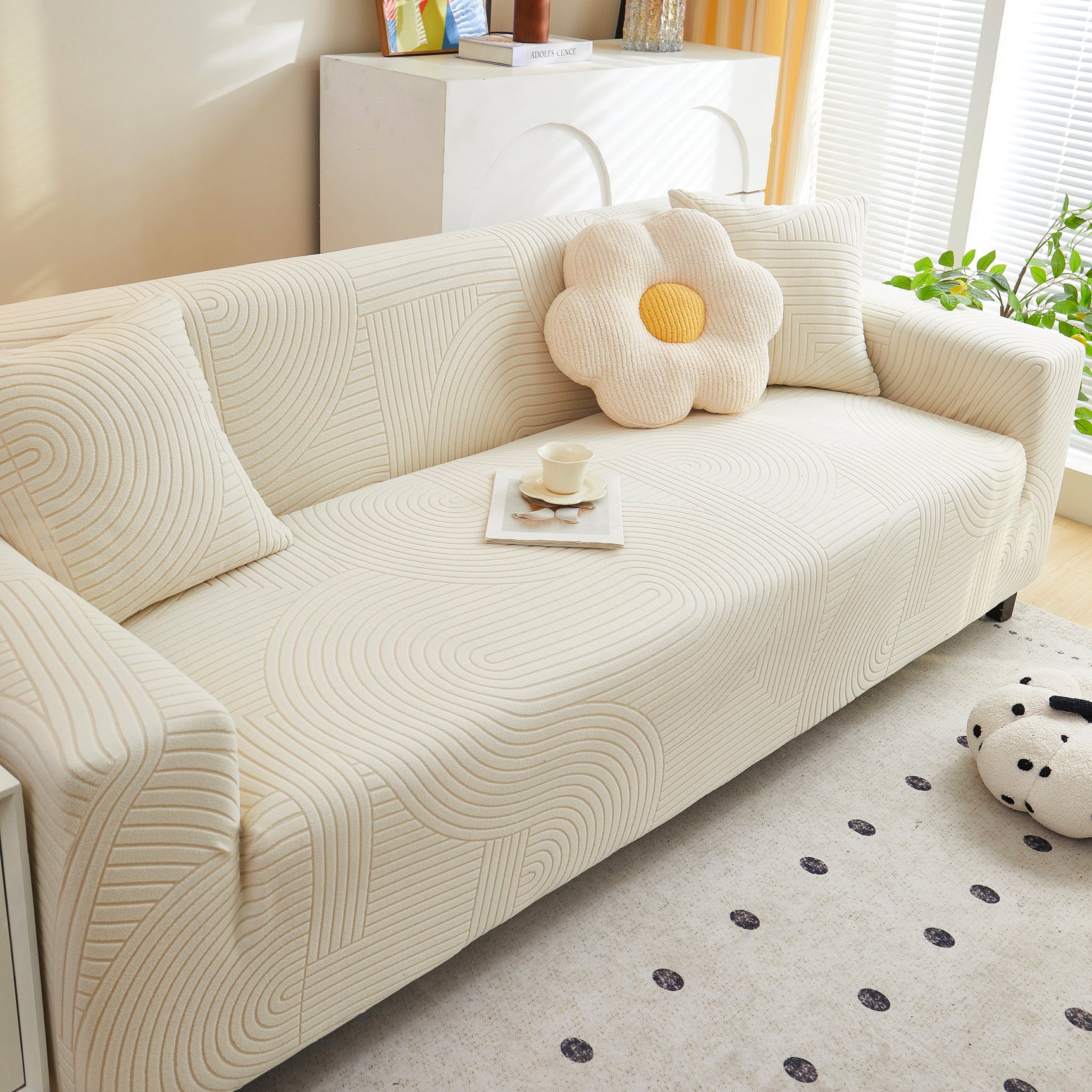 Fleece Stretch Sofa Slipcover Washable Soft Spandex Couch Cover Furniture Protector - Ornate Home