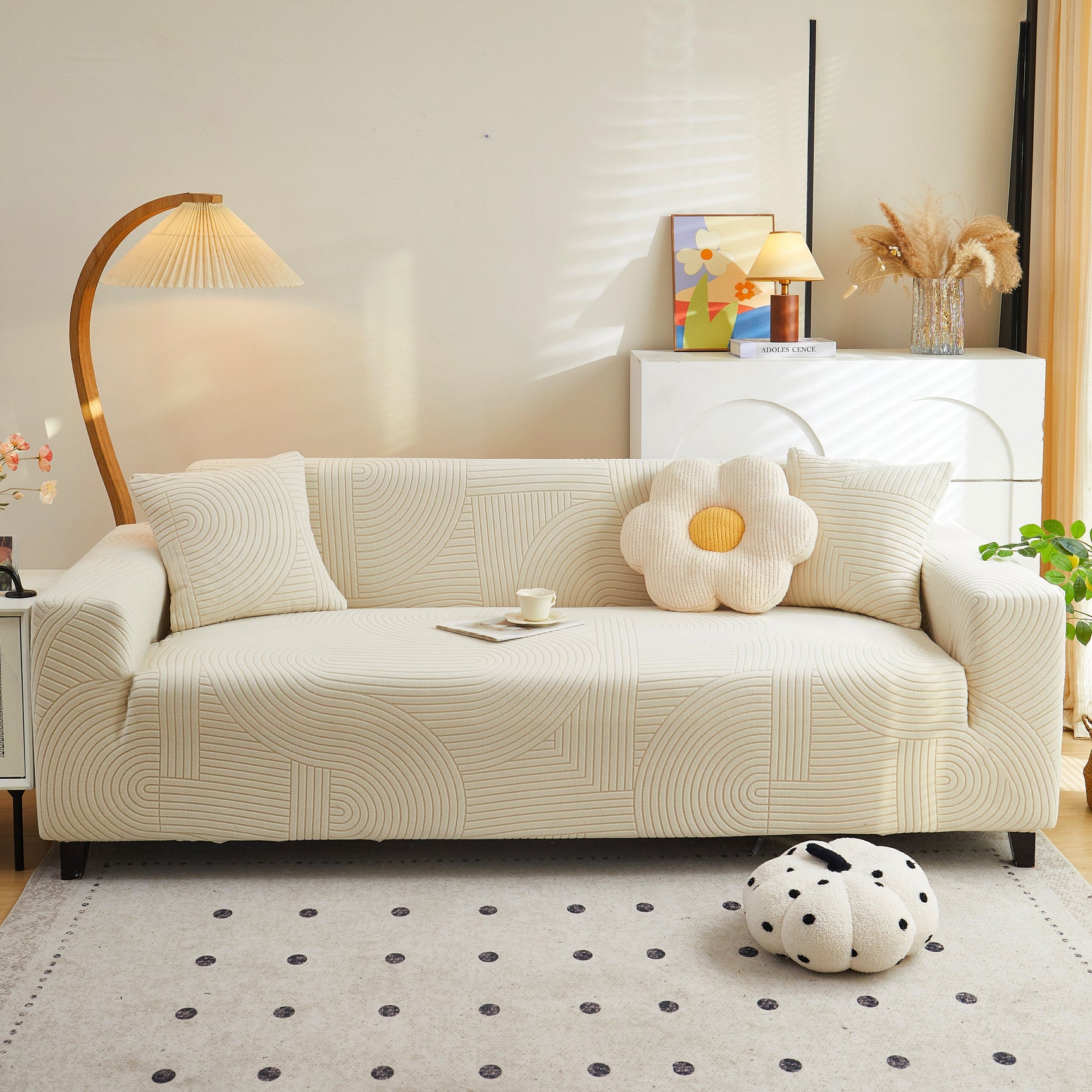 Fleece Stretch Sofa Slipcover Washable Soft Spandex Couch Cover Furniture Protector - Ornate Home