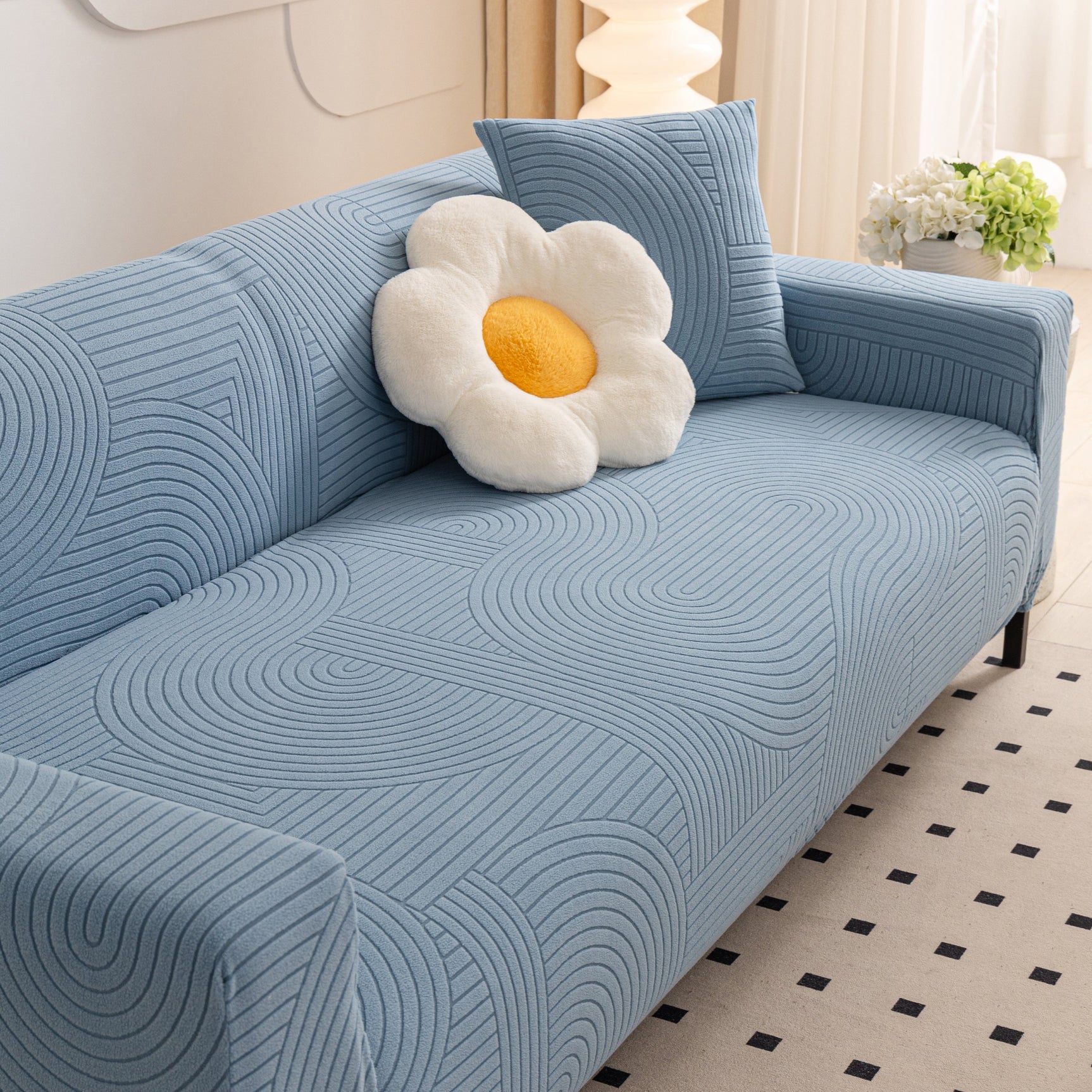 Fleece Stretch Sofa Slipcover Washable Soft Spandex Couch Cover Furniture Protector - Ornate Home