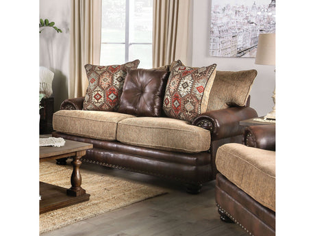 Fletcher Brown/Tan Loveseat - Ornate Home