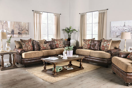 Fletcher Brown/Tan Loveseat - Ornate Home