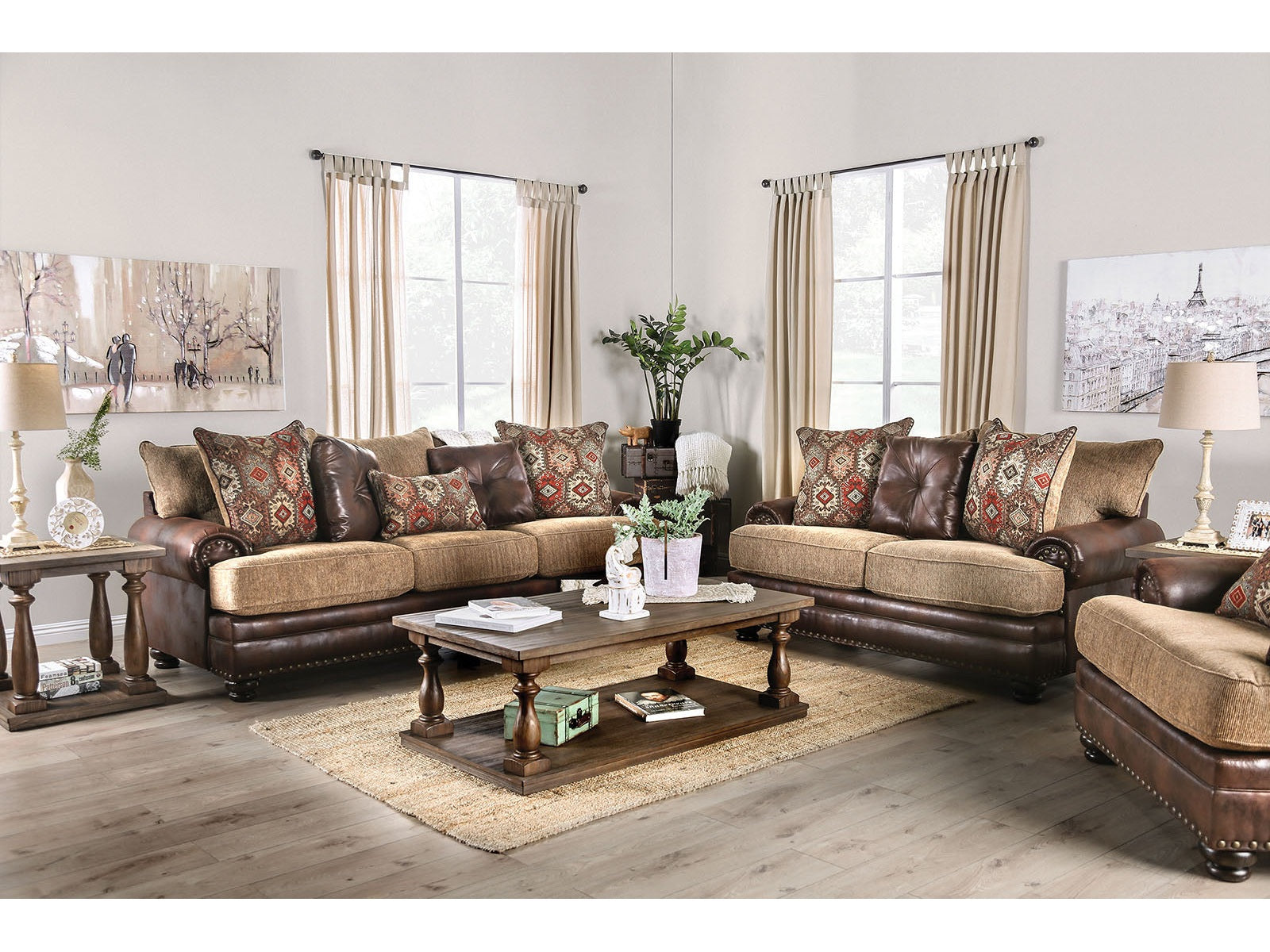 Fletcher Brown/Tan Sofa & Loveseat - Ornate Home