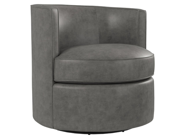 Fleur Grey Leather Swivel Chair - Ornate Home