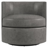 Fleur Grey Leather Swivel Chair - Ornate Home