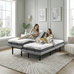 Flex Brown Split Eastern King Power Heads And Foot Adjustable Bed Frames With Massage Zero Gravity Charging Ports And Nightlight - Ornate Home