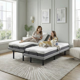 Flex Brown Split Eastern King Power Heads And Foot Adjustable Bed Frames With Massage Zero Gravity Charging Ports And Nightlight - Ornate Home