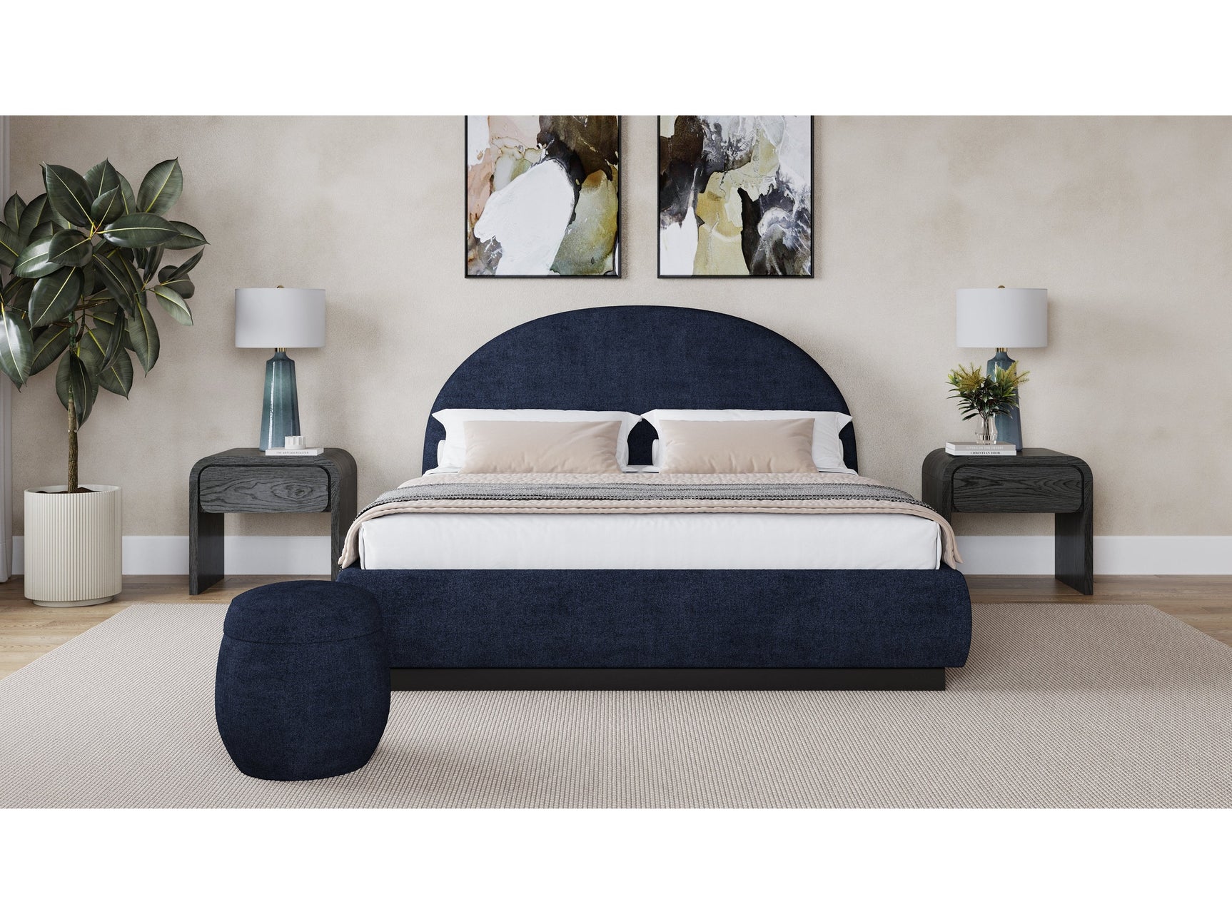 Flex California King Upholstered Bed in Blue Jeans Chenille - Ornate Home
