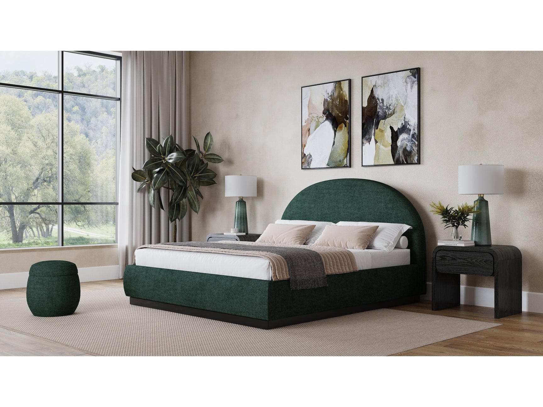 Flex California King  Upholstered Bed in Emerald Chenille - Ornate Home