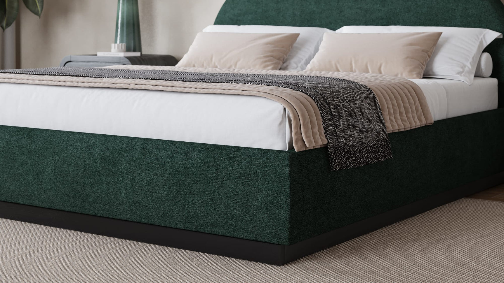 Flex Emerald Chenille Queen Upholstered Bed